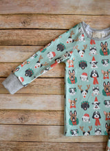 Load image into Gallery viewer, Mint Christmas Pups Organic PJ set