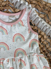 Load image into Gallery viewer, Pastel Rainbows Organic Cotton Sleeveless Twirl Dress for Girls - Handmade & Twirly