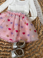 Load image into Gallery viewer, Whimsical Hearts Tulle Tutu Skirt for Girls - Pink