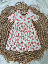 Load image into Gallery viewer, Watermelon Bamboo Adeline Twirl Dress for Girls