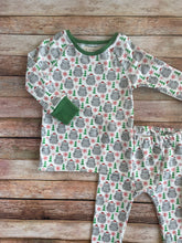 Load image into Gallery viewer, Christmas Holiday Hippo Organic Cotton 2-Piece Pajama Set - Green Cuffs