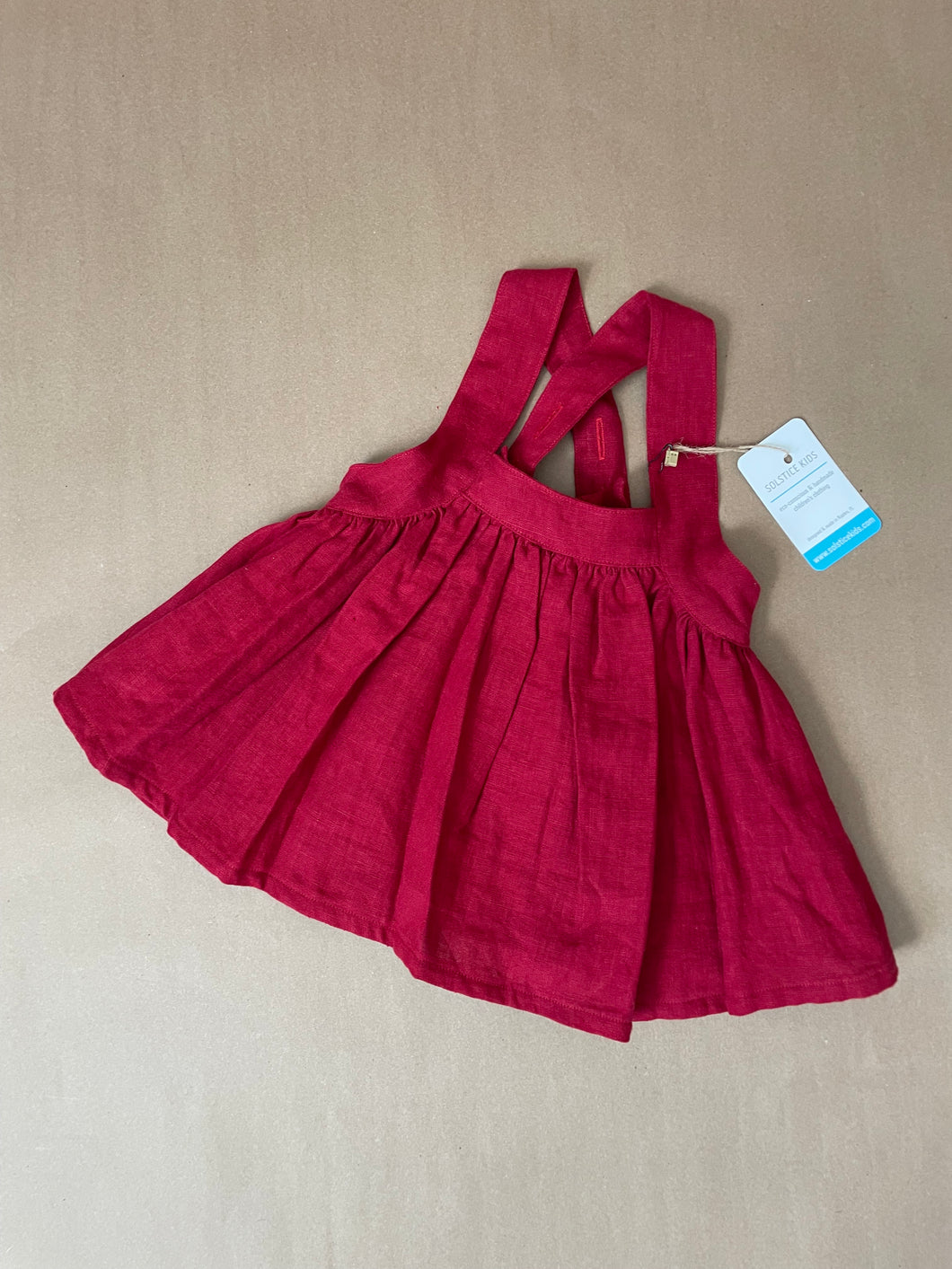 Cherry Linen Pinafore Dress