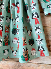 Load image into Gallery viewer, Mint Christmas Dogs Organic Cotton Dress
