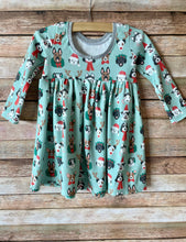 Load image into Gallery viewer, Mint Christmas Dogs Organic Cotton Dress
