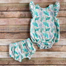 Load image into Gallery viewer, Happy Manatee Organic Cotton Ruffle Bubble Romper - Make to Order
