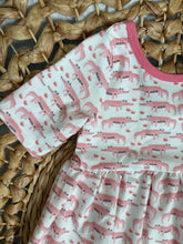 Load image into Gallery viewer, Pink Mini Alligators Cotton Adeline Twirl Dress for Girls
