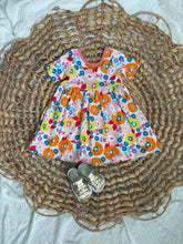 Load image into Gallery viewer, Retro Floral Cotton Knit Ballet Twirl Dress for Girls - Handmade and Playful
