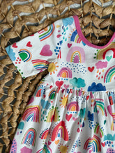 Load image into Gallery viewer, Rainbows &amp; Sunshine Cotton Knit Twirl Dress for Girls - Handmade

