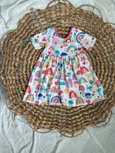 Load image into Gallery viewer, Rainbows &amp; Sunshine Cotton Knit Twirl Dress for Girls - Handmade
