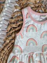 Load image into Gallery viewer, Pastel Rainbows Organic Cotton Sleeveless Twirl Dress for Girls - Handmade &amp; Twirly
