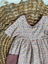 Load image into Gallery viewer, Ditsy Floral Cotton Girls Twirl Dress - Ballet Style with Oversized Pockets
