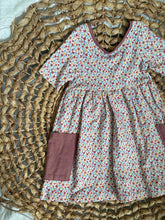Load image into Gallery viewer, Ditsy Floral Cotton Girls Twirl Dress - Ballet Style with Oversized Pockets
