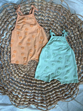 Load image into Gallery viewer, Tie-Top Jacquard Slub Organic Cotton Romper - Melon or Mint
