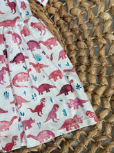 Load image into Gallery viewer, Pink Dinosaur Cotton Knit Twirl Dress for Girls - Handmade, Ballet-Style &amp; Roarfully Fun
