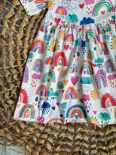 Load image into Gallery viewer, Rainbows &amp; Sunshine Cotton Knit Twirl Dress for Girls - Handmade
