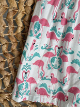 Load image into Gallery viewer, Pink Flamingo and Teal Damask Cotton Knit Ballet Twirl Dress for Girls - Handmade &amp; Vibrant
