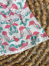 Load image into Gallery viewer, Pink Flamingo and Teal Damask Long Sleeve Cotton Knit Ballet Twirl Dress for Girls - Handmade &amp; Vibrant
