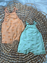 Load image into Gallery viewer, Tie-Top Jacquard Slub Organic Cotton Romper - Melon or Mint
